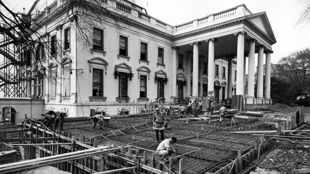 White House construction in 1952