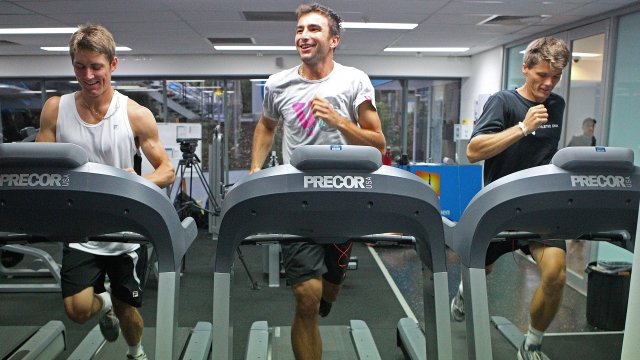 Runners on treadmills
