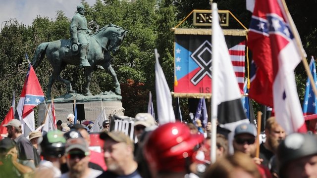 Members of various white supremacist groups march in Charlottesville, Virginia.