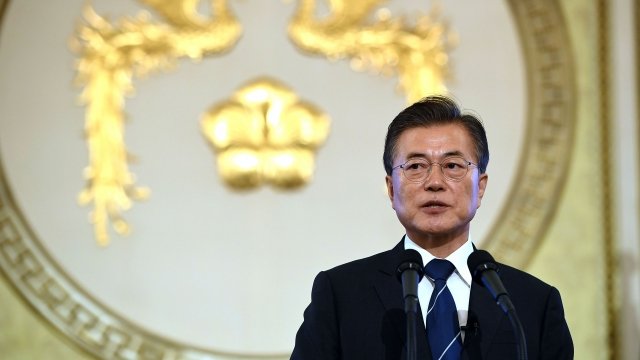 South Korean President Moon Jae-in speaking