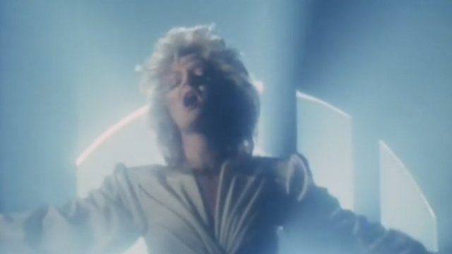 Bonnie Tyler in the "Total Eclipse of the Heart" music video.