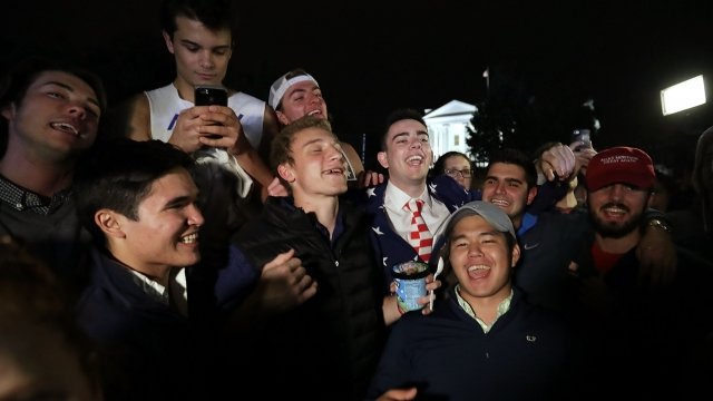 Trump supporters celebrate his electoral win.