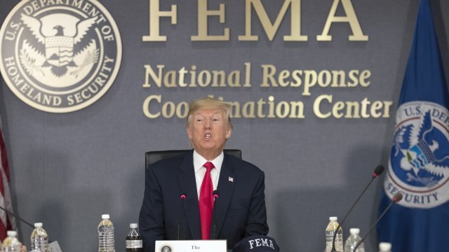 President Trump visits FEMA headquarters August 4