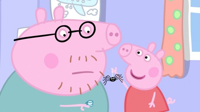 A screengrab from the "Peppa Pig" episode "Mr. Skinny Legs"