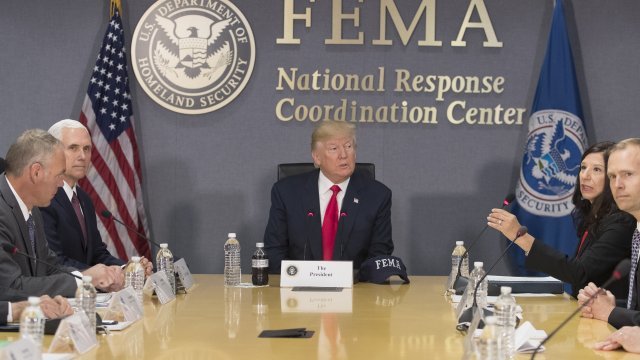 President Donald Trump at a briefing with FEMA officials