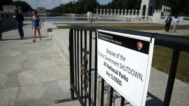 A sign on a national park gate during a government shutdown