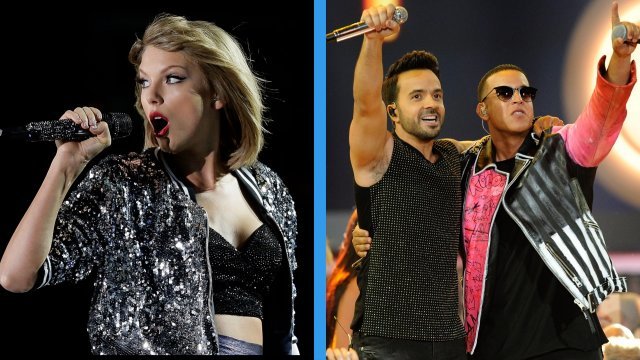 Taylor Swift (left); Luis Fonsi and Daddy Yankee