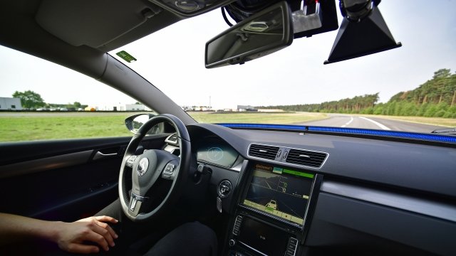 A self-driving car in action.