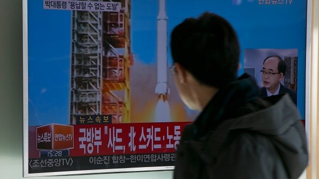 South Korean citizen watches news coverage of North Korea