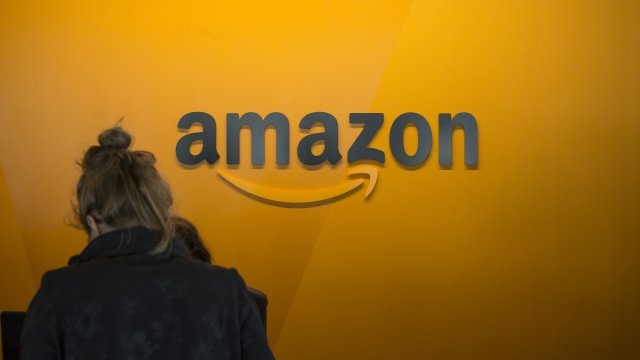 A visitor checks in at the Amazon corporate headquarters.