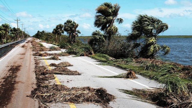 A road near Naples covered in various debris