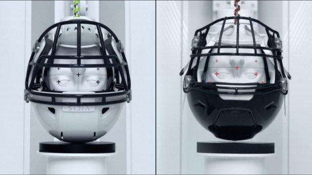 Side-by-side comparison of helmets