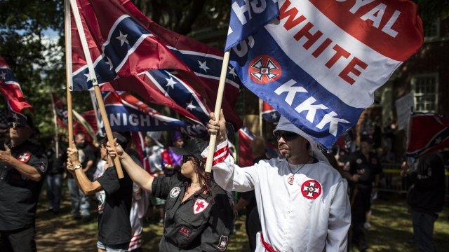 The Ku Klux Klan protests on July 8, 2017, in Charlottesville, Virginia.