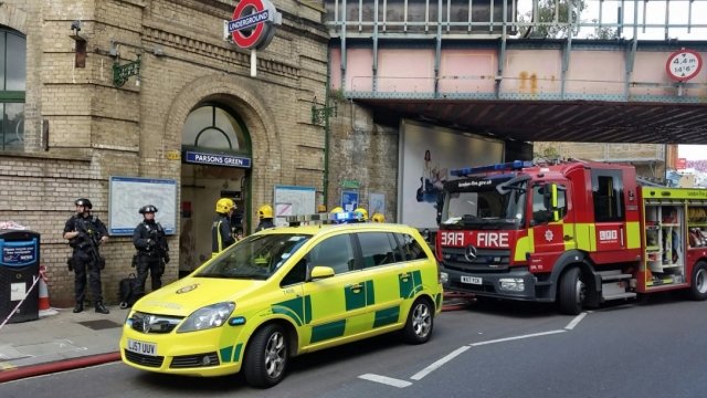 London emergency responders outside Parsons Green train station