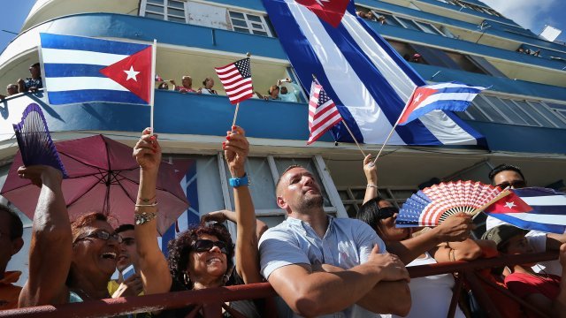 Cubans celebrate the opening of the U.S. Embassy