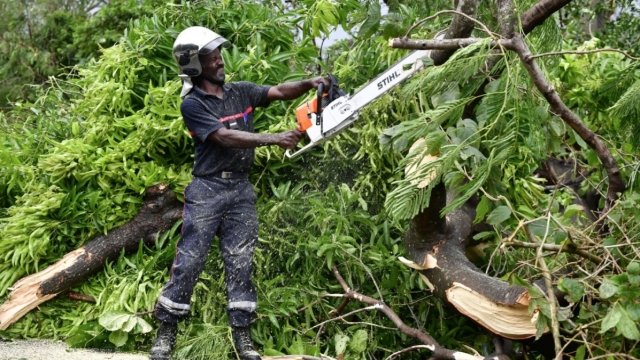 Hurricane Maria damage on Guadeloupe in Caribbean