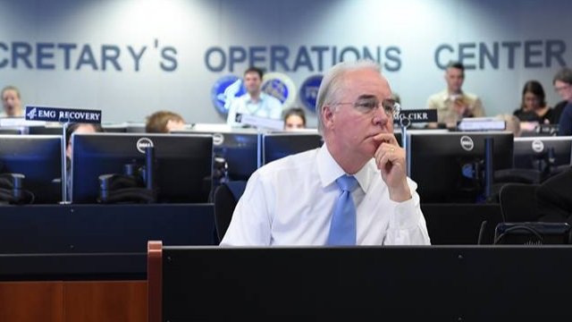 Tom Price at HHS Secretary's Operations Center.
