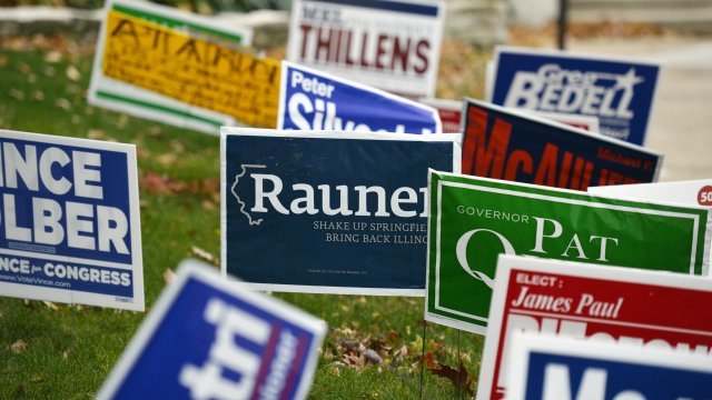 Illinois midterm election campaign signs