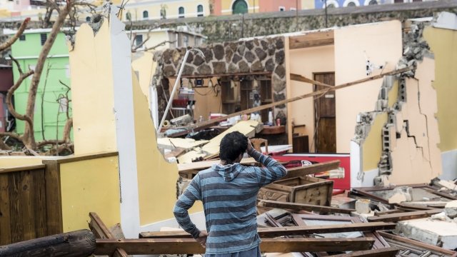 Damaged homes in Puerto Rico the day after Hurricane Maria made landfall