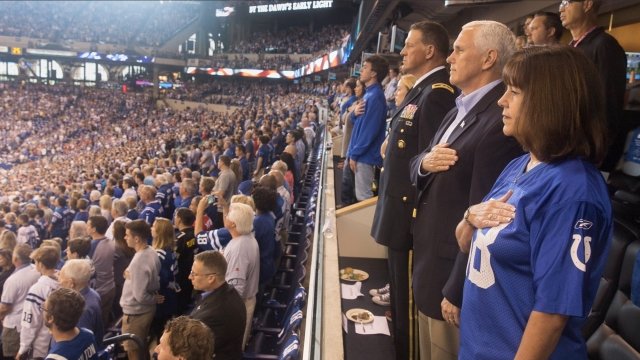 Vice President Mike Pence and Karen Pence at an Indianapolis Colts game.
