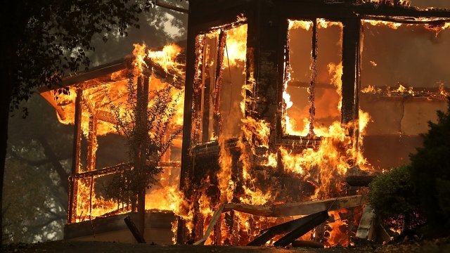 Flames consume a home in California