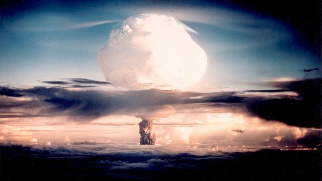 Ivy Mike experimental thermonuclear device is detonated over Bikini Atoll in 1952