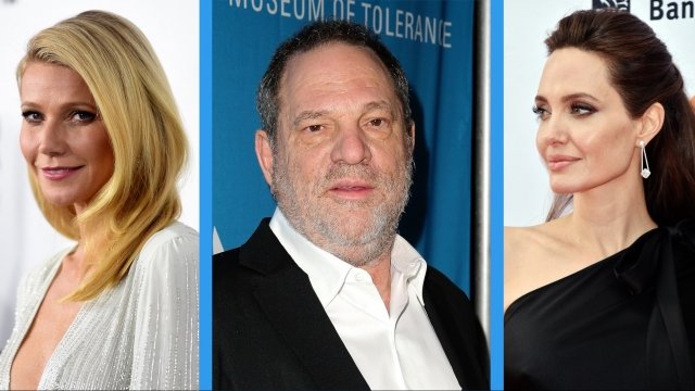 From left: Gwyneth Paltrow, Harvey Weinstein and Angelina Jolie