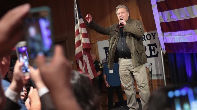 Steve Bannon at a Roy Moore rally
