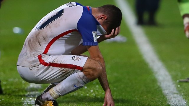 Christian Pulisic of the United States mens national team reacts to their loss to Trinidad and Tobago.