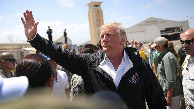 Trump arrives in Puerto Rico.