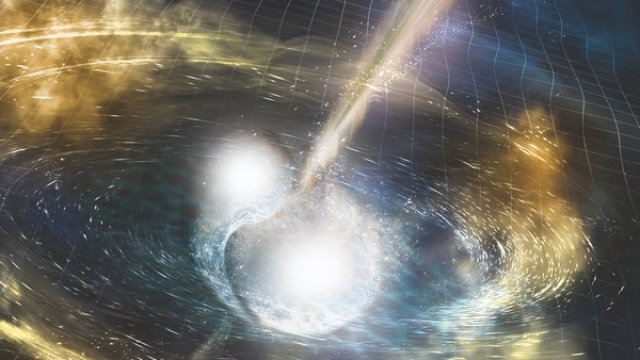 Artist's rendering of 2 neutron stars colliding