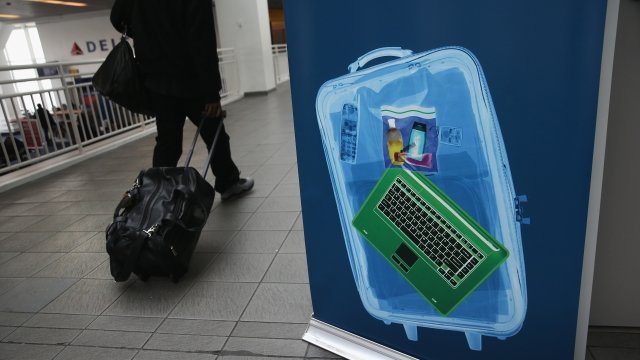 A laptop in a suitcase