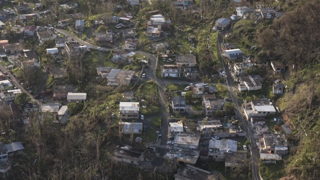 Aerial view shows hurricane damage in Puerto Rico