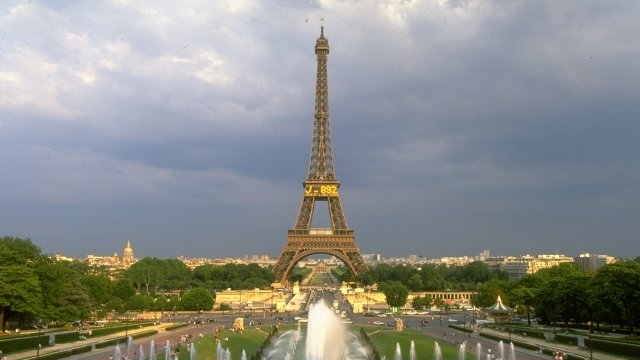 Clouds over the Eiffel Tower in Paris