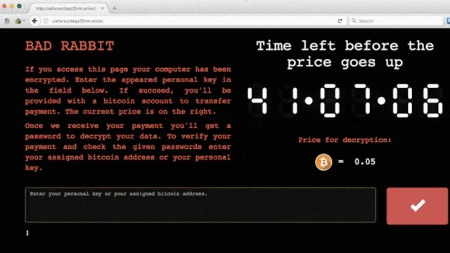 Screenshot of Bad Rabbit ransomware.