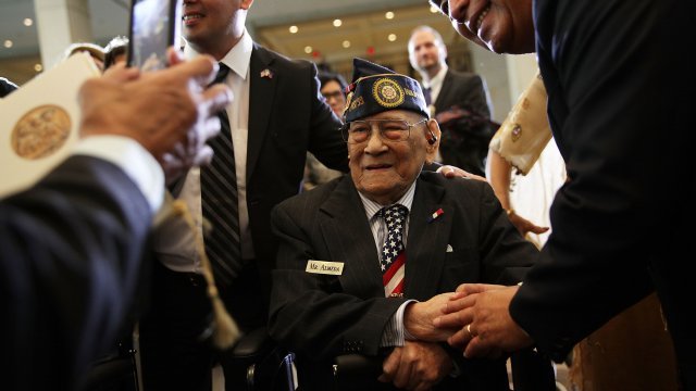 WWII veteran Celestino Almeda is honored at the Congressional Gold Medal Ceremony