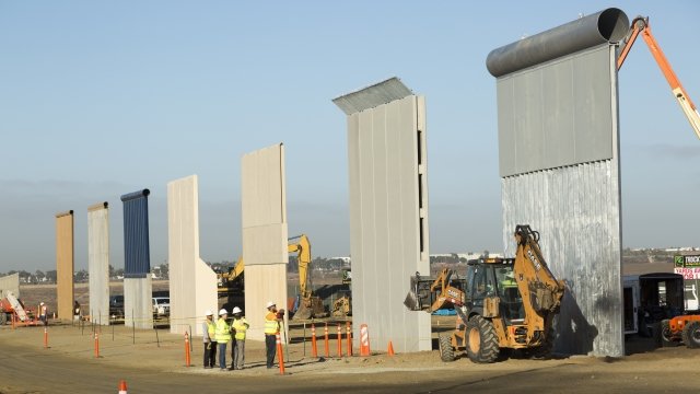 Eight border barrier wall prototypes