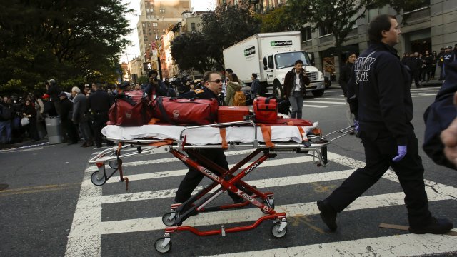 Emergency crews respond to an attack in New York City