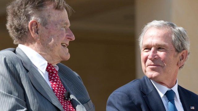Former Presidents George H.W. Bush and George W. Bush.