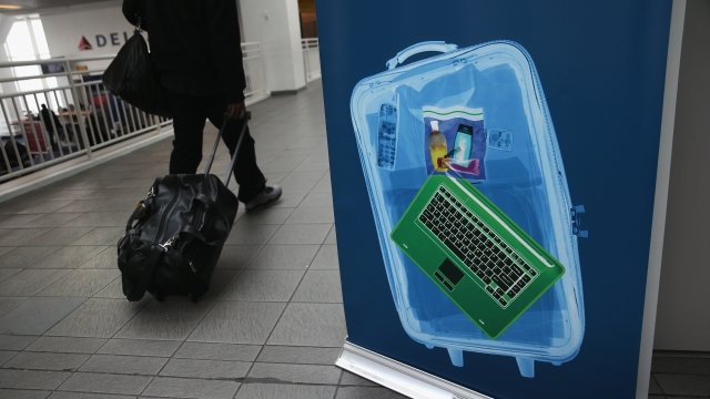 A scanned suitcase picture at an airport