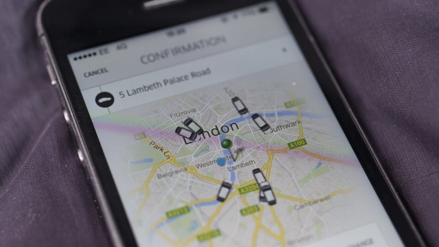 Uber app shows drivers available in London