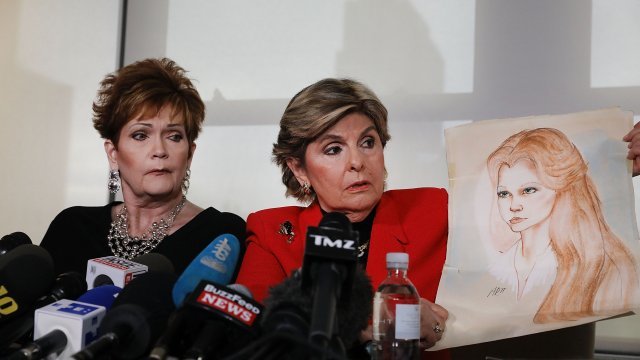 Beverly Young Nelson, left, and attorney Gloria Allred