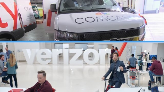 Ads for Verizon and Comcast