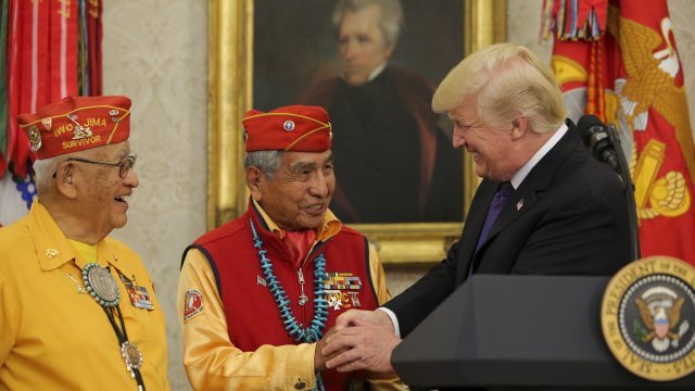 President Donald Trump and Native American "code talker" veterans