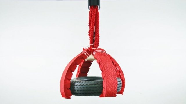 An artificial muscle lifts a tire