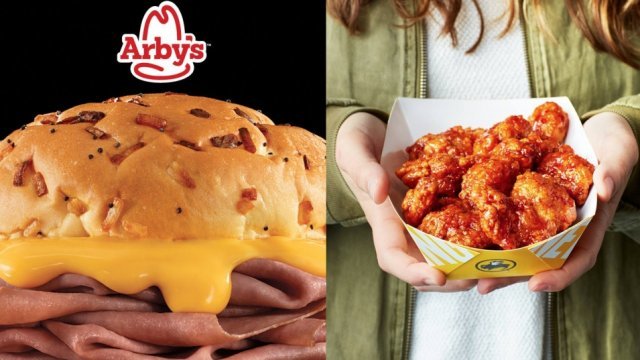 Menu items from Arby's and Buffalo Wild Wings
