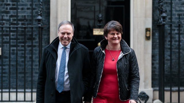 Democratic Unionist Party leaders Nigel Dodds and Arlene Foster