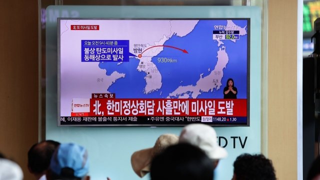 News illustration of North Korea's missile flying toward Japan