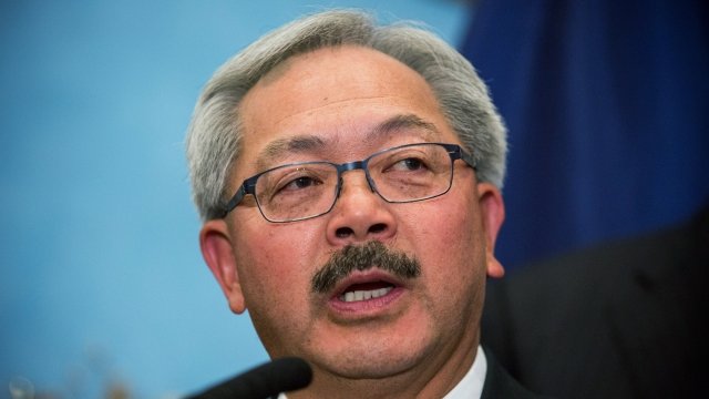 San Francisco, California Mayor Edwin Lee speaks during a press conference.