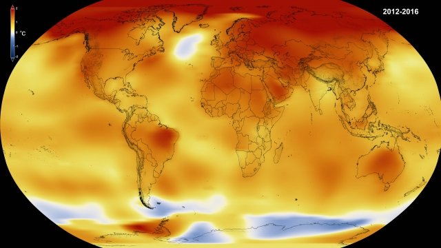 A NASA visualization of 2016 temperature extremes